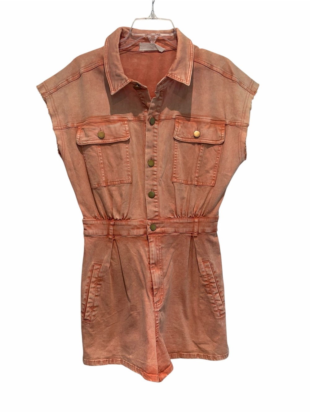 Rust Orange Sleeveless Utility Romper